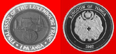 2002 1 PA�ANGA FINAL ISSUE OF THE LUXEMBOURG FRANC 003